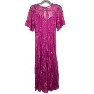Melloday Midi Lace Dress With‎ Flutter Sleeves Women’s Size S